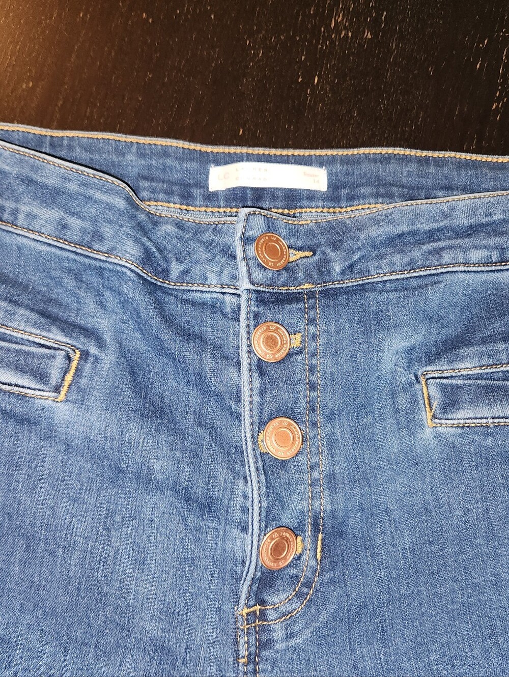 LC Lauren Conrad Indigo High-Rise,wideleg Button-Front Jeans - Picture 7 of 7